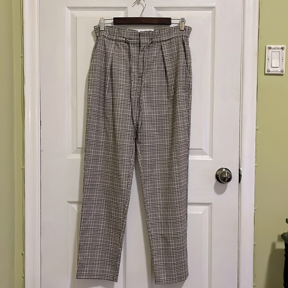 Joe Fresh plaid trousers with adjustable waist